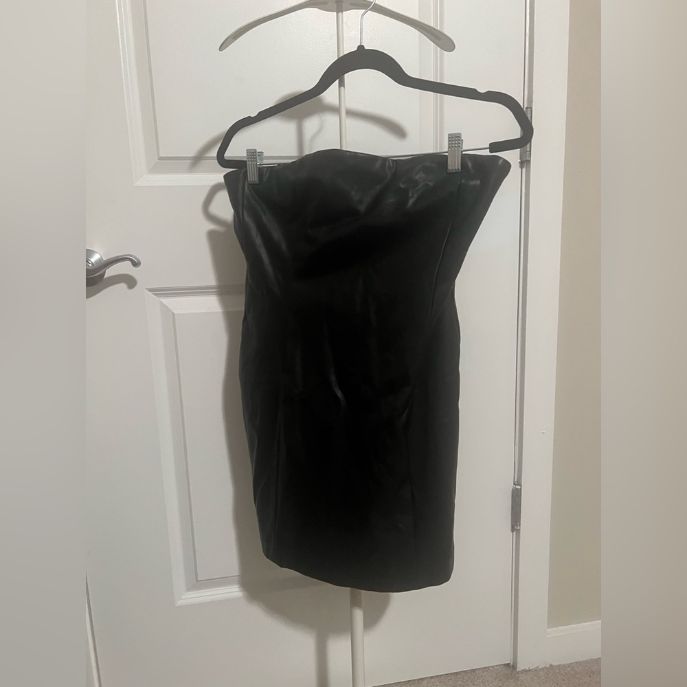 Pamela Strapless Faux Leather Mini Dress